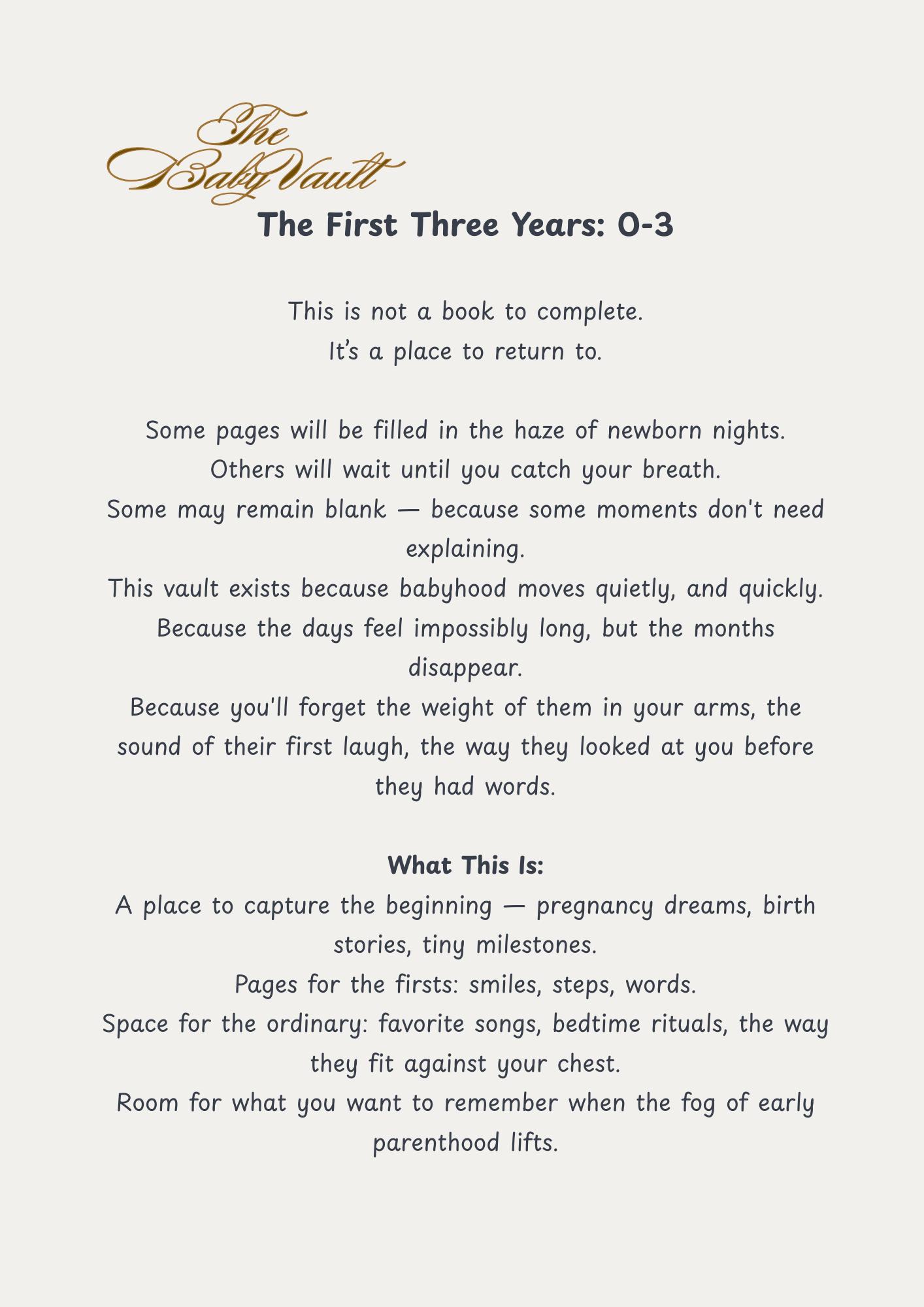 The Baby Vault | Printable Memory Keepsake Book (75 pages)