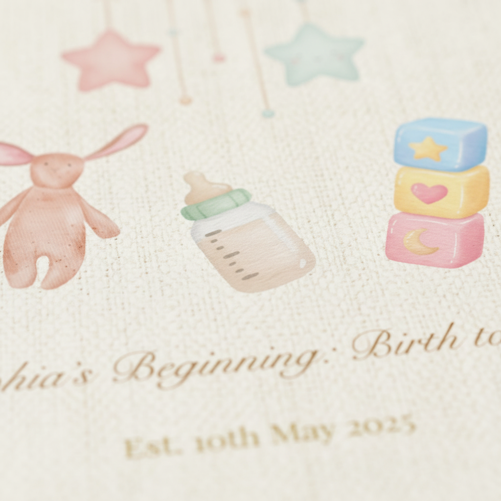Close-up: Watercolor Baby Items