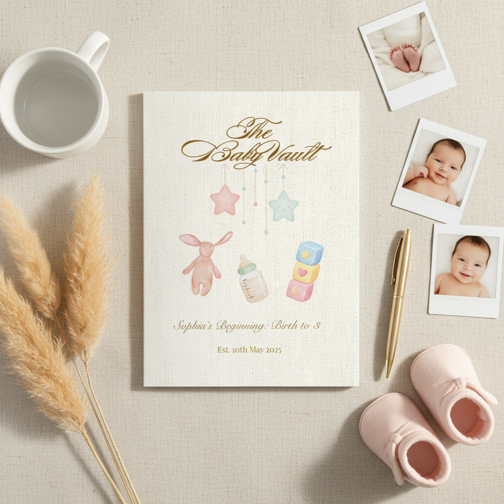 Flat Lay - Personalized Baby Vault Cover